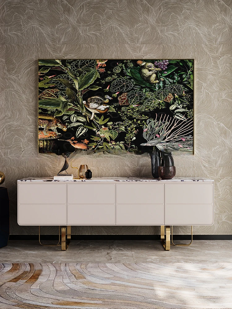 Light luxury dining side cabinet restaurant villa Italian high-end luxury living room modern light stone marble en