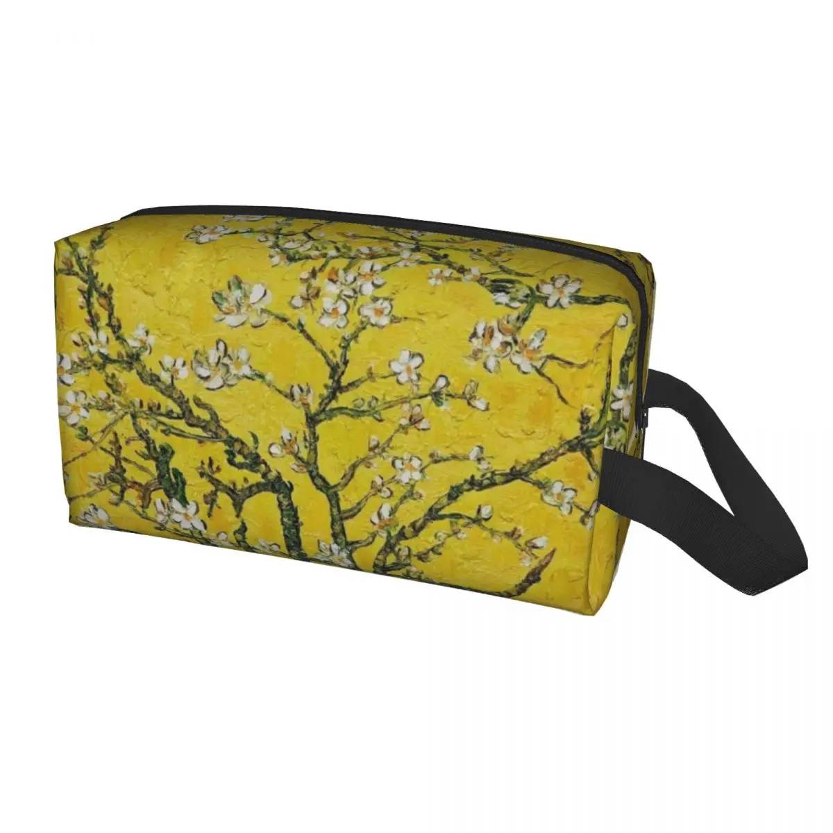 Custom Almond Blossoms Yellow Cosmetic Bag Large Capacity Vincent Van Gogh Flowers Tree Makeup Case Beauty Storage Toiletry Bags