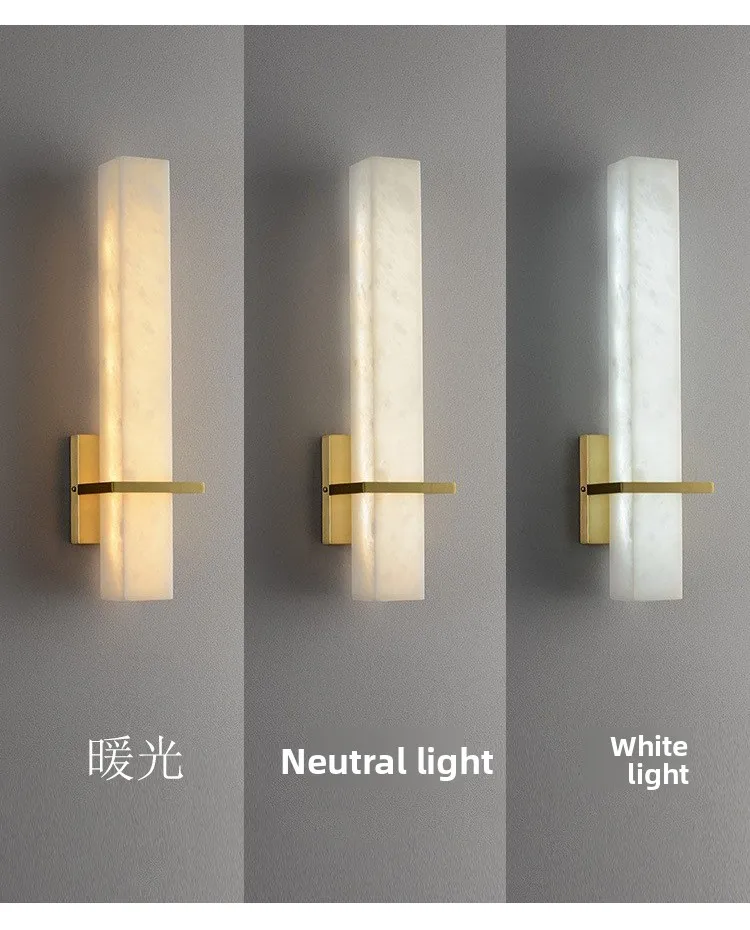 Daixin Chinese bedroom bedside lamp simple marble all copper aisle lamp
