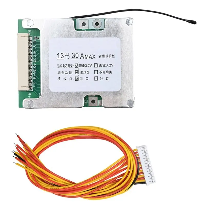 AS95-BMS 13S 48V 30A 18650 Battery Protection Board Equalizer Functionality Included For E-Bike Systems Port