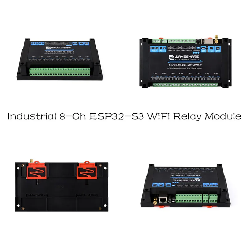 relais-wifi-industriel-waveshare-8-canaux-esp32-s3-fonctionnalites-can-isole-processeur-xtensa-lx7-double-cœur-et-protection-d'isolation-robuste