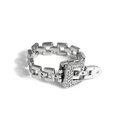 Luxury Jewelry women's rings 2025 trend vintage jewelry Soft Chain Snake Ring Women's Belt Buckle Rings Chain ring