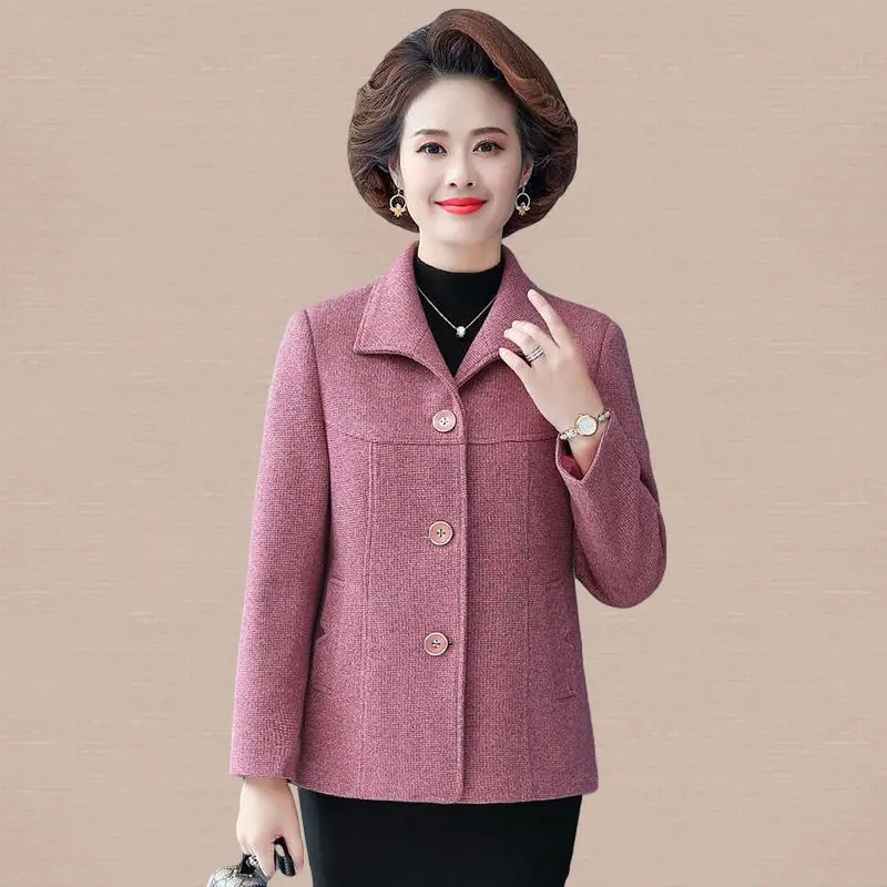 

2023 Spring And Autumn New Elegant Temperament Versatile Women's Woolen Coat Fashion Large Size Casual Female Wool Jacket 5XL