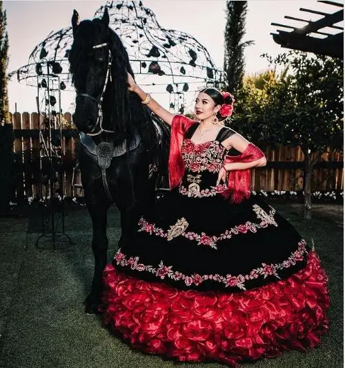 

Традиционные платья Charro Quinceanera, платья 15 лет, милое платье с цветочной вышивкой, длинное бальное платье для выпускного вечера, дня рождения