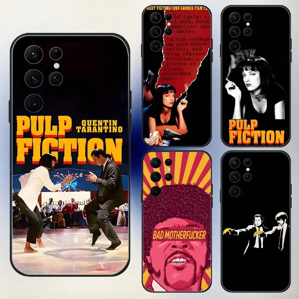 

P-Pulp Fiction Movie Phone Case For Samsung S25,24,23,30,21,10,9,Ultra,Plus,Lite,FE,5G Black Soft Case