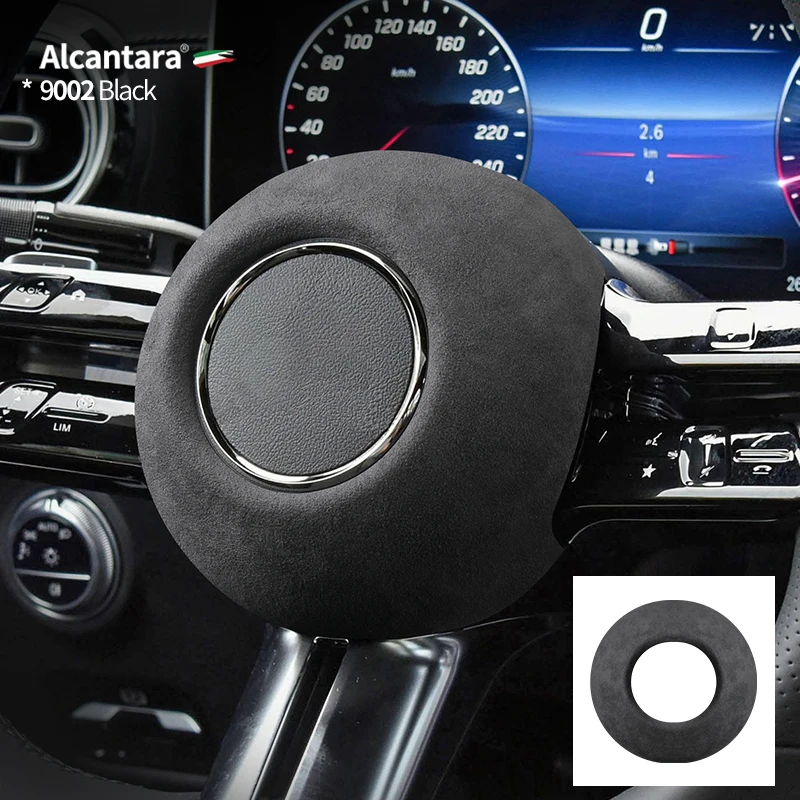 Car steering wheel horn cover Alcantara suede For Mercedes Benz new C-class W206 S206 X206 C260L C200L car sticker accessories