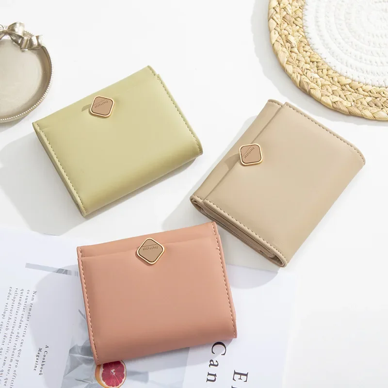 brand Fashion Women Short Wallet Simple Three Fold Soft PU Leather Female Fresh Coin Purse Card Holder Ladies Clutch