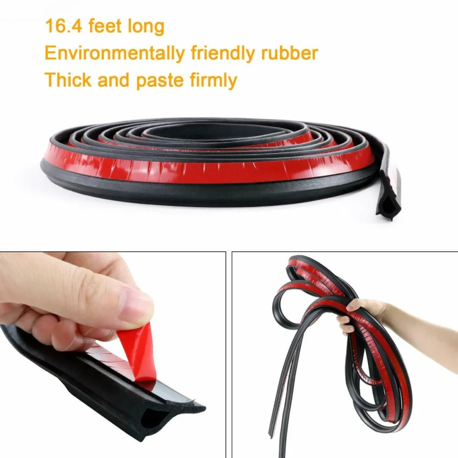 5M/16.4Ft Universal Dustproof Pickup Truck Bed Tailgate Rubber Seal Strip Tape