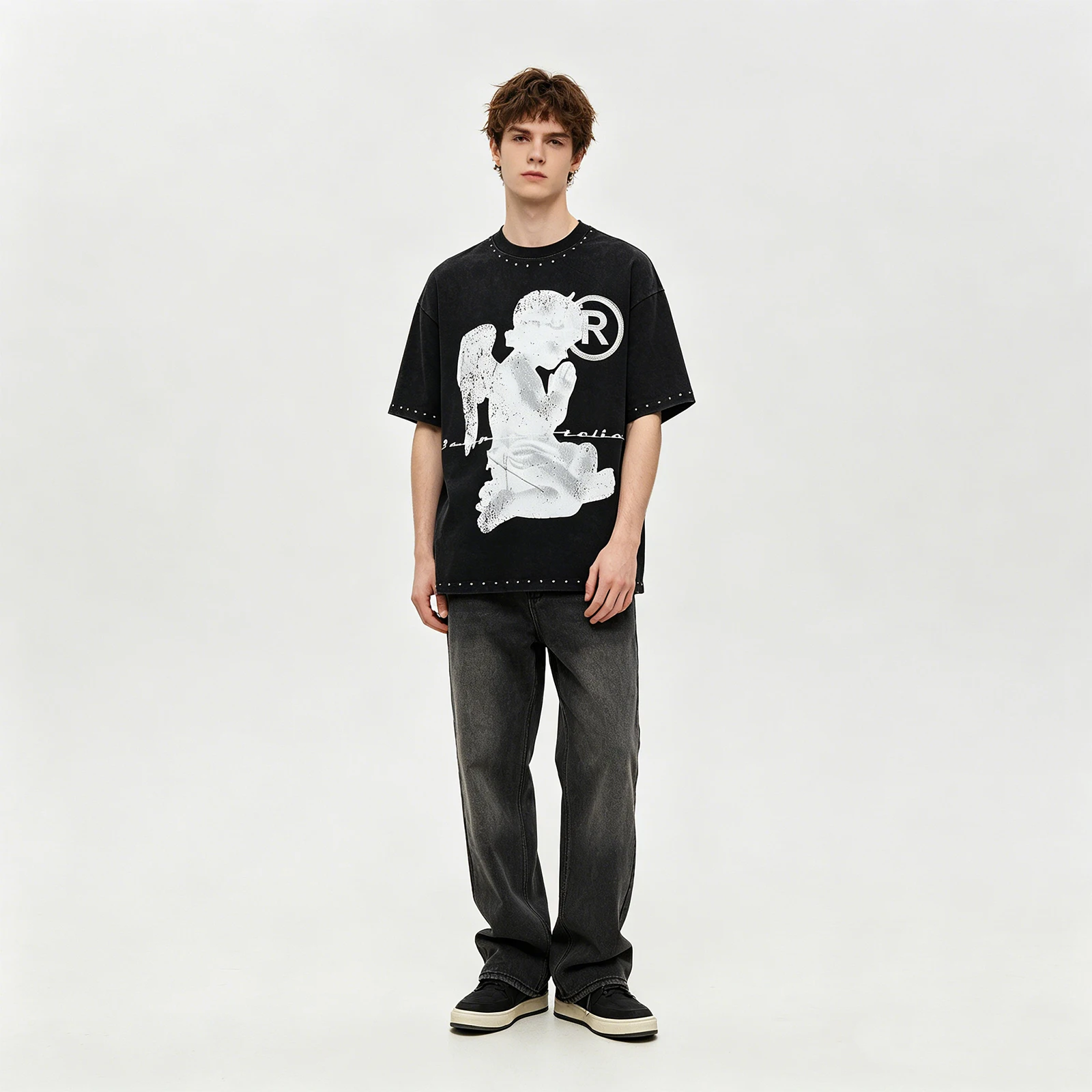 Graphic Tees Shirt Angel Blindfold Cupid Cherub Unisex Cotton Oversized T-Shirt Short Sleeve Vintage Streetwear Casual Tee Top