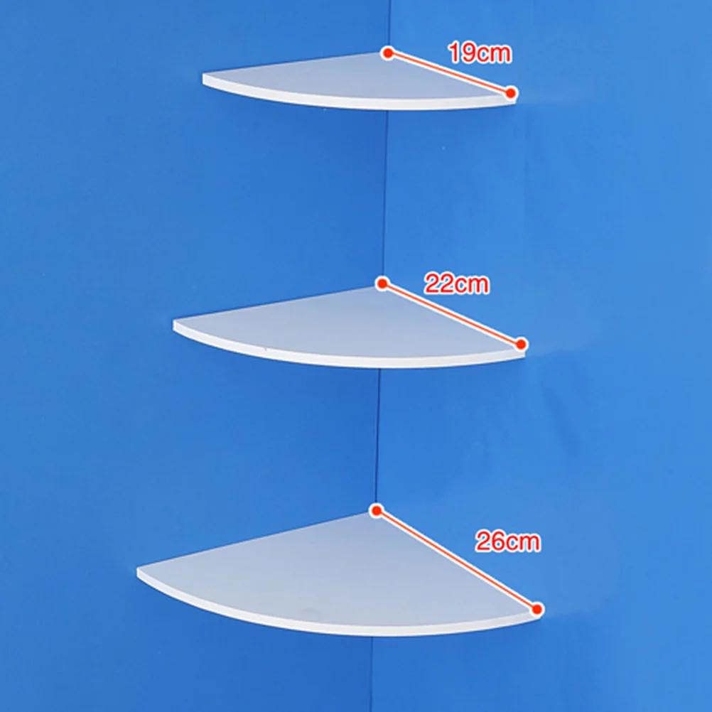 3 PCS/Set Decor Rounded Hanging Corner Shelves Sector Wall Mount Floating White Decoration