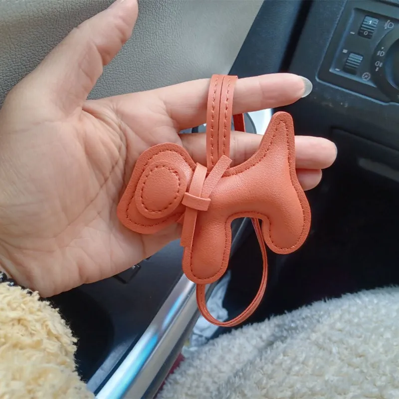 PU Leather Braided Rope Keychain with Cute Dog Design DIY Bag Pendant Key Holder Car Trinket Keyring for Men And Women