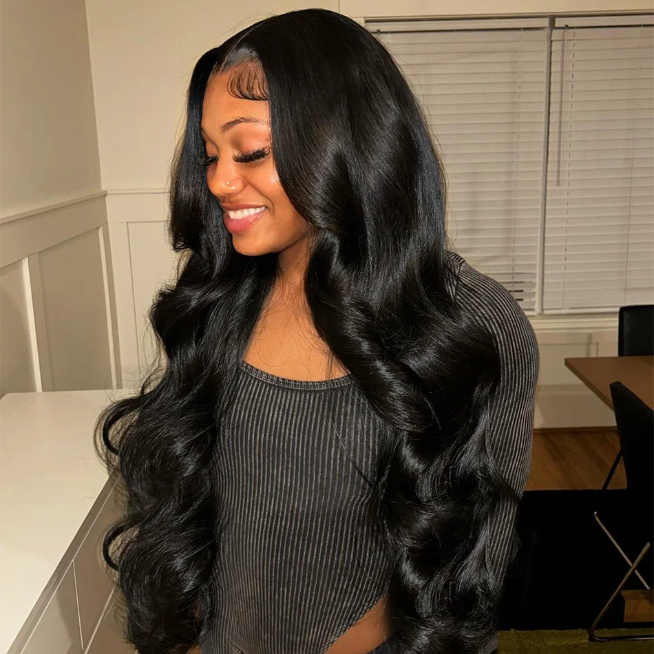 

40-дюймовые парики с волнистыми волосами (Body Wave), 13x4 HD Lace Frontal, плотность 250%, для женщин, натуральный черный цвет, волосы Remy, 5x5 безклеевые парики, предварительно выщипанные.