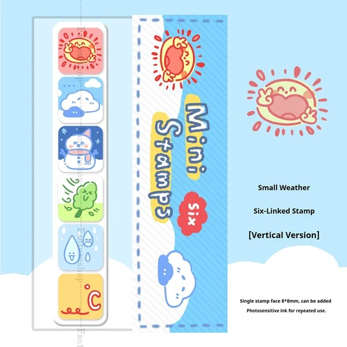 Imagen 2 del producto Juego de sellos para álbum de recortes multifuncional 6 en 1 para niños, suministros para la vuelta a la escuela, bonitos sellos para planificador de diario