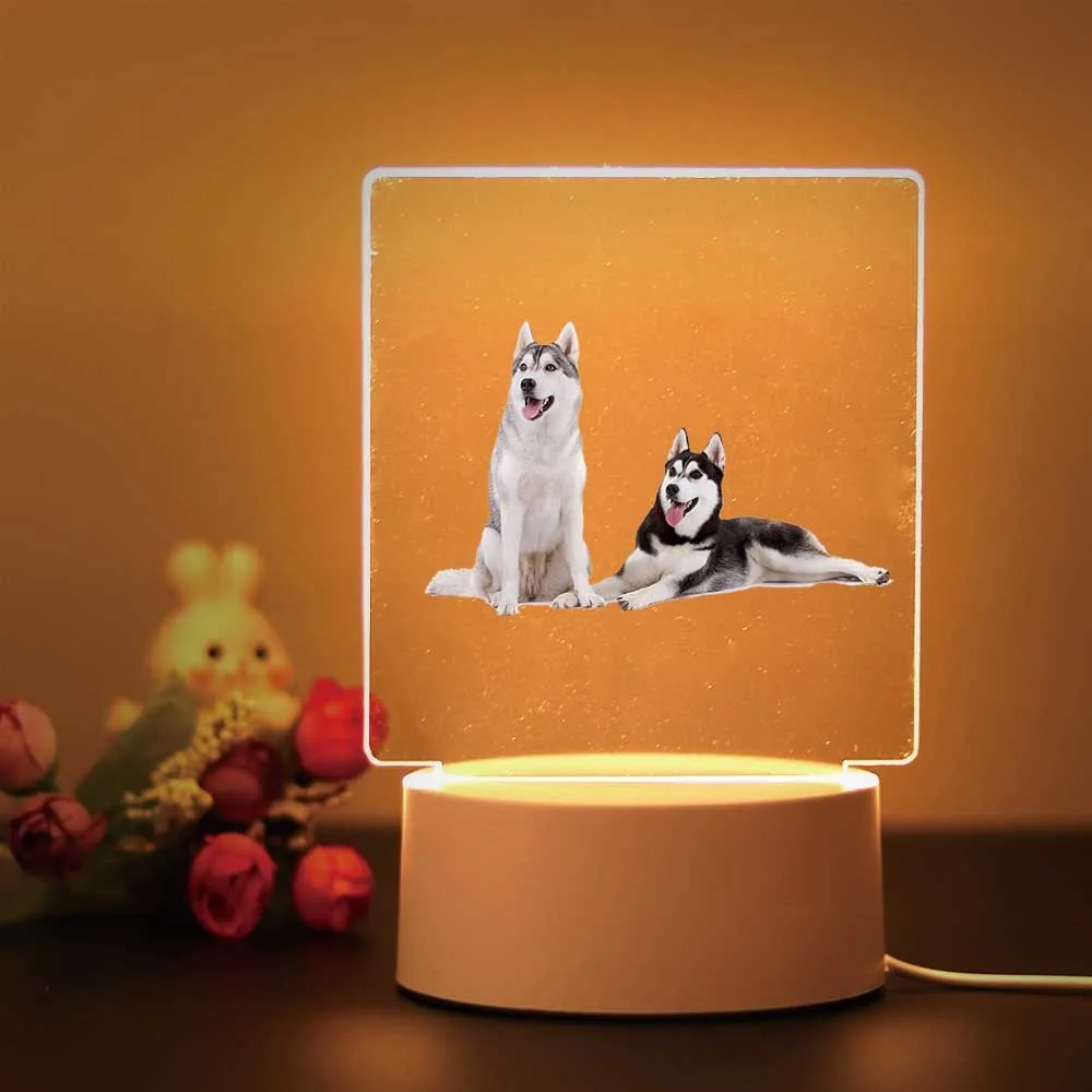 Lámpara 3d acrílica para perro, decoración para habitación de niños, luz nocturna Huskies, regalo de cumpleaños para niños, 1 ud.