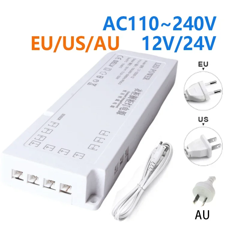 

LED Lighting Transformer Driver Supply EU US AU AC110~240V TO DC12V 24V Power Adapter with Dupont Port LED Strip Cabinet POWER