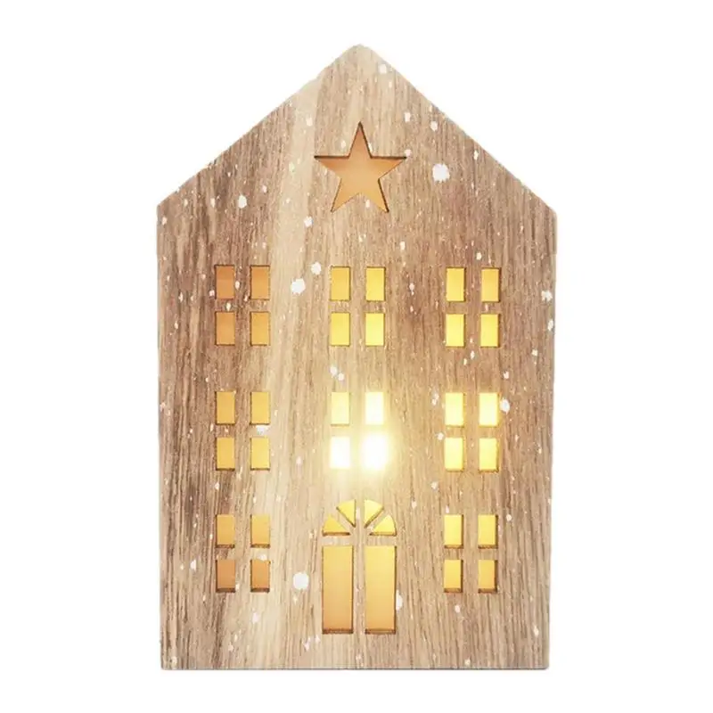 Christmas Wooden House Decor Christmas Led Light Wooden House Decor Christmas Party Supplies Indoor Home Decor Decorative House