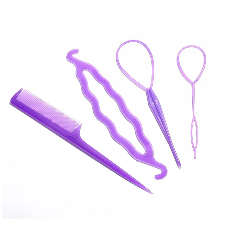 

1Set 4Pcs New Hair Reel Adult Lazy Braiding Tool Braiding Fixed Hairstyles Salon Tools Hair Braid Accessories