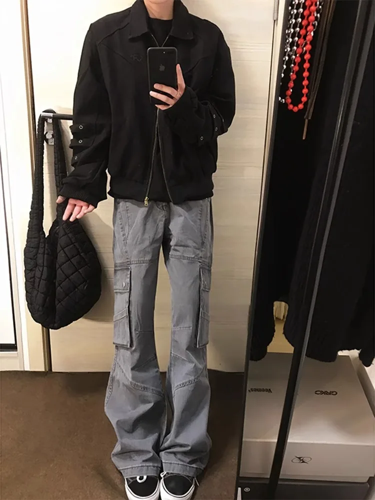 

American High Street Multi-ket Work Pants Loose Straight Leg Patchwork Functional Sle Spring Autumn Men's Casual Trousers