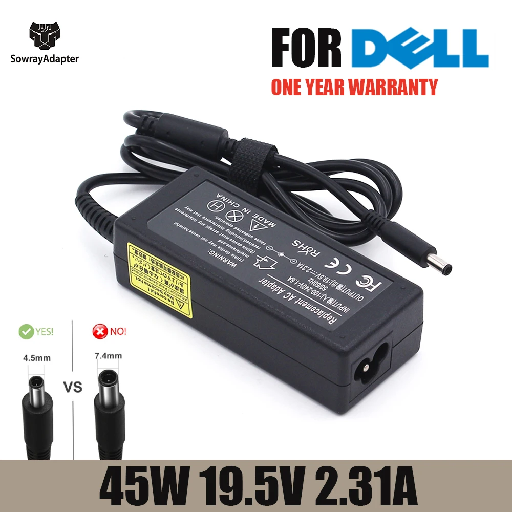 

45W 19.5V 2.31A 4.5*3.0MM Laptop Charger For Dell Inspiron XPS13 9343 9350 9365 9360 XPS12 LA45NM140 vostro5370 AC Adapter