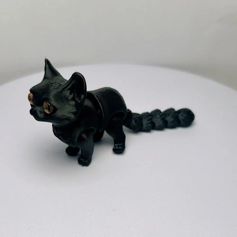 Mata Besar Model Kucing Cetak 3D Bahan Plastik Desain Realistis Patung Kreatif Teknologi Cetak 3D Kucing Artikulasi