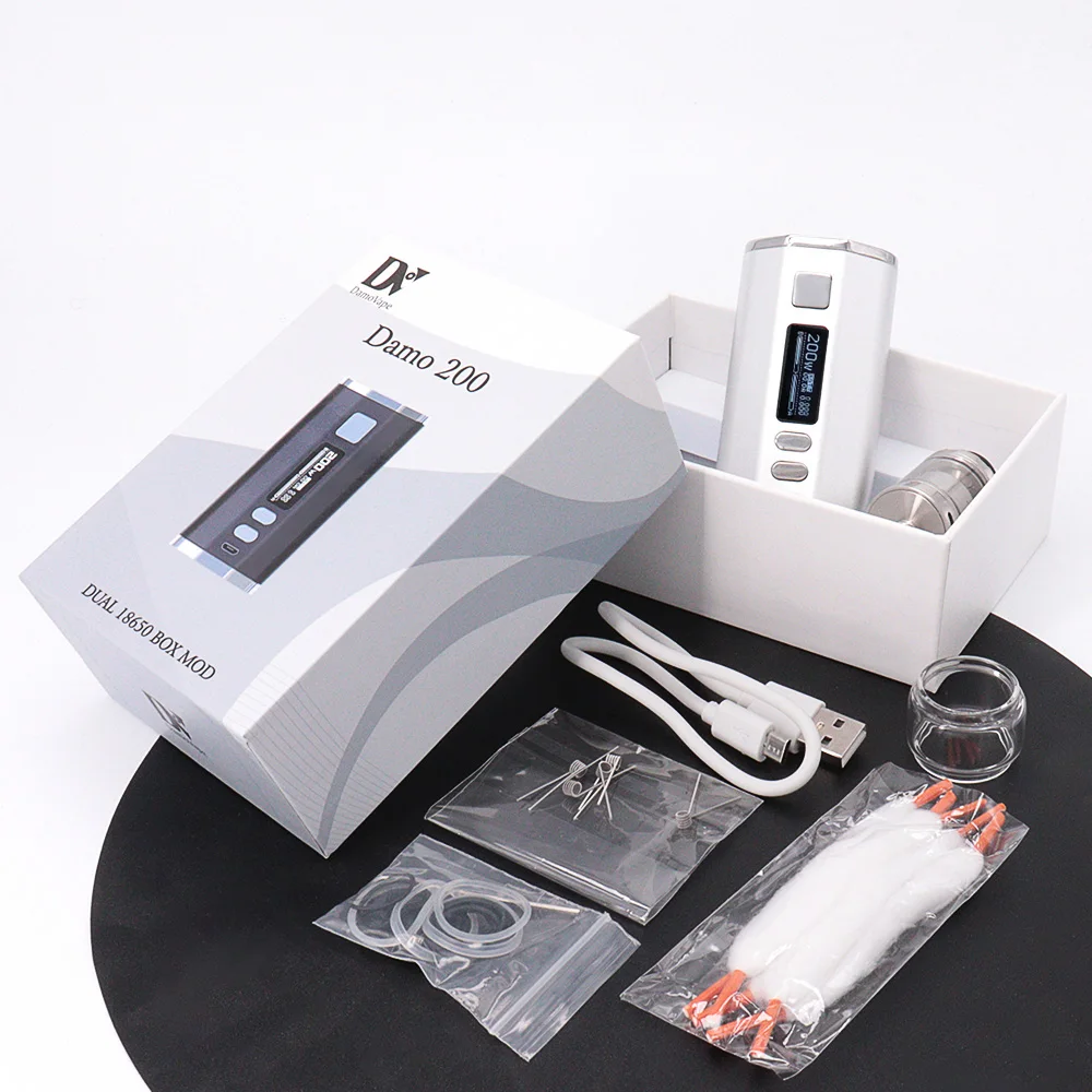 Caixa de Cigarro Eletrônico Vape, Kit Mod Smoke Vaper, 200W, 4000mAh, Bateria Embutida, Tela OLED, 2ml, 4ml, Destiny RTA