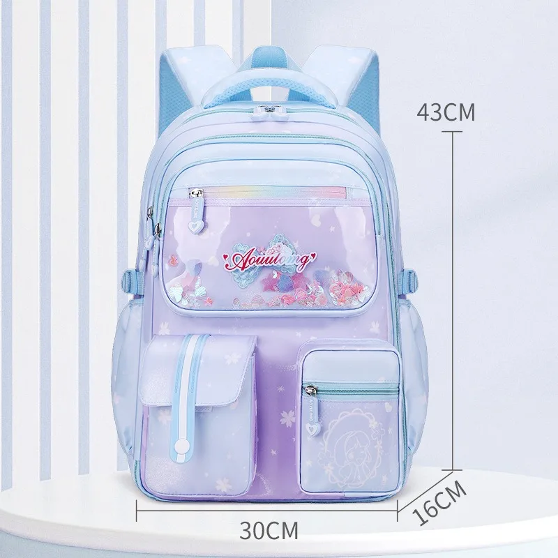 Cartable pour élèves du primaire pour filles, sac à dos Kawaii, grande capacité, ouverture latérale, sac à dos mignon arc-en-ciel, sac à dos scolaire pour adolescents et enfants