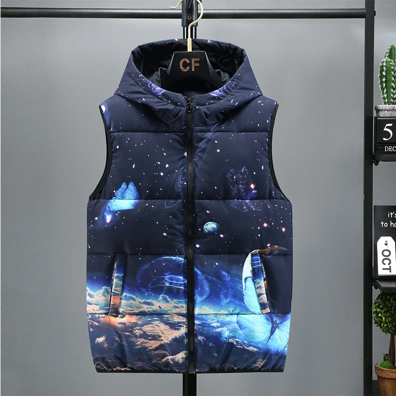 

ZOZOWANG Hooded Men's Vest Jacket New 2023 Autumn Warm Sleeveless Male Winter Casual Waistcoat Both Two Sides Wear Vest Clothes