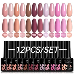 LILYCUTE 12PCs 7ml Nude Brown Red Nail Gel Polish Set Semi Permanent UV Gel For Nail Art Manicure Soak Off Gel Nail Polish Kit