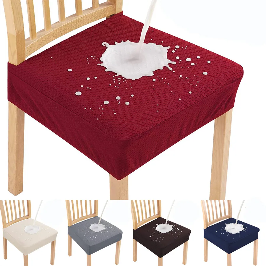 Waterproof Plaid Fabric Seat Case Elastic Chair Covers for Kitchen Machine-wash Chair Seat Covers for Home Dining Room