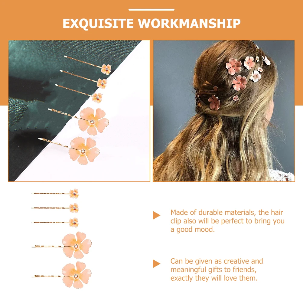 

5pcs Gold-plated Flower Hair Clips Decorative Durable Materials Comfortable Elegant Design Wedding Hair Flowers Bobby Pin