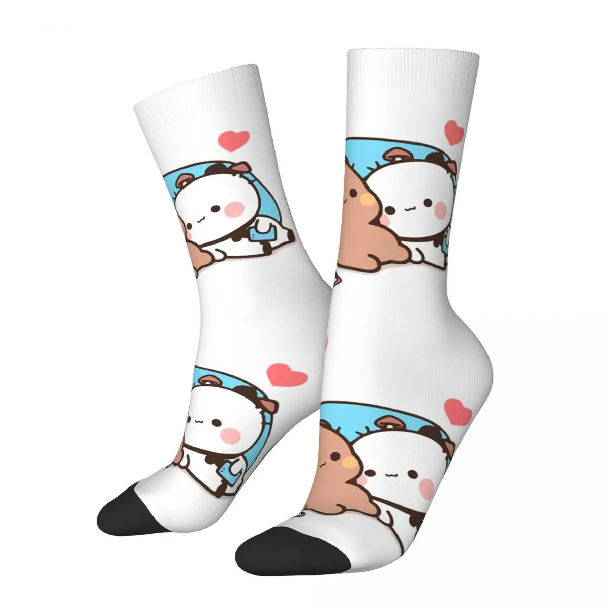 Crazy Sock for Men Bear And Panda Hip Hop Vintage Milk and Mocha Bubu Dudu Happy Seamless Boys Crew compression Sock Casual