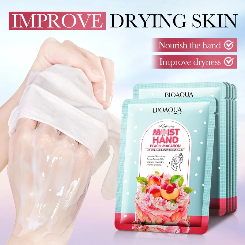 5 عبوات من قناع اليد الخوخي 40 مل - الترطيب العميق وإصلاح البشرة الجافة، يمنع التشققات وتغذية، وحماية الشتاء والعناية اللطيفة