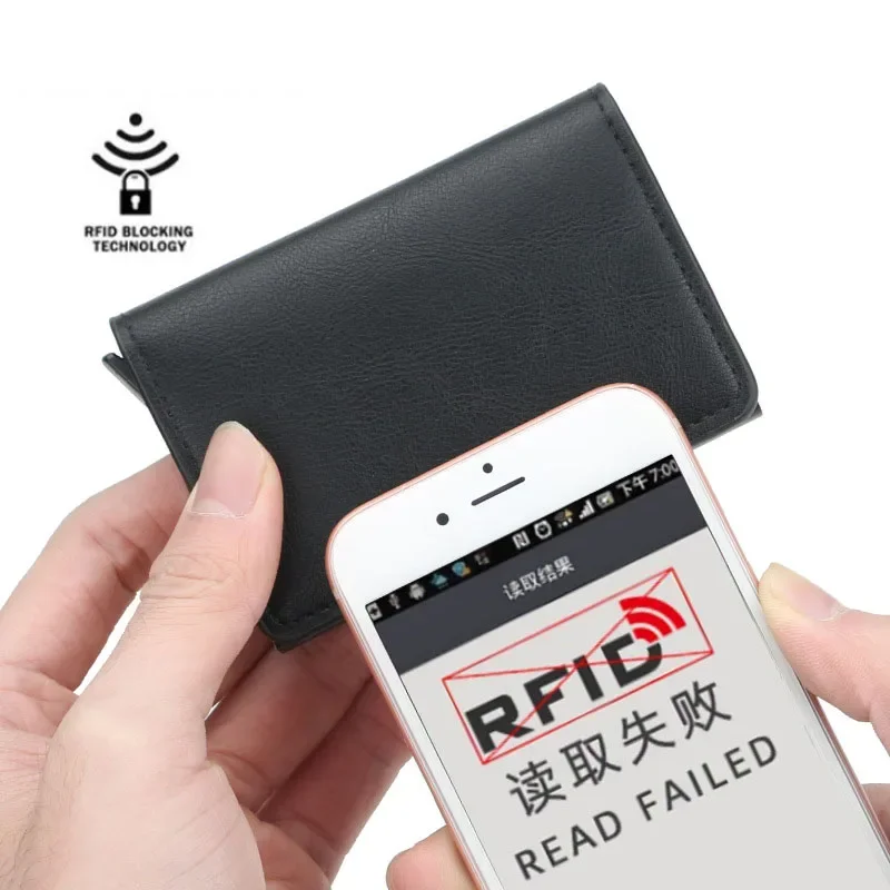 2024 Men Women Business ID Holders Metal Aluminum Shell Anti-degaussing Automatic Pop-up Rfid  Multi-card Bit Cardholder Holders