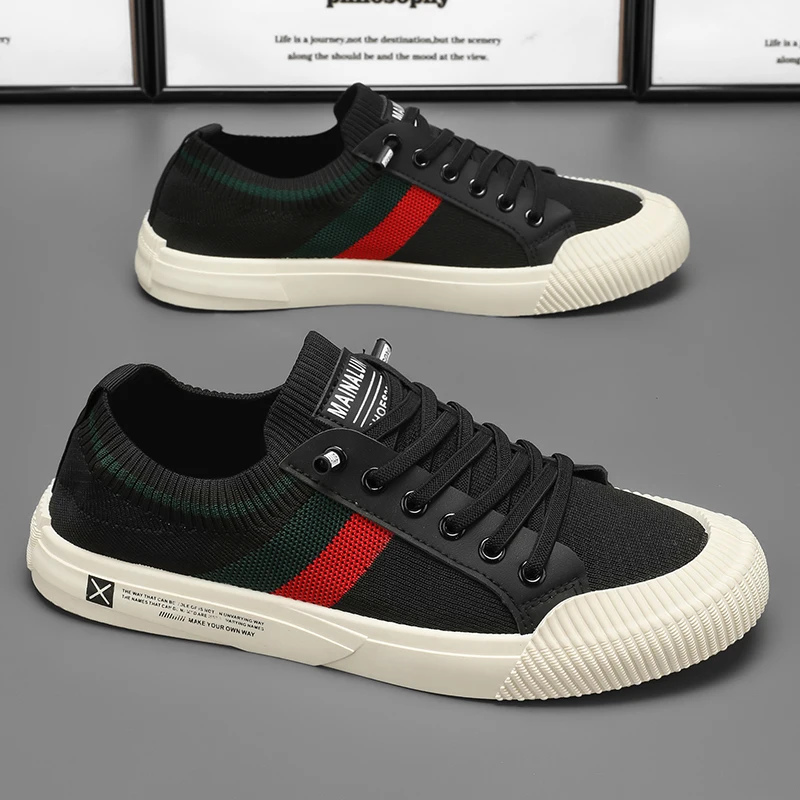 Herren-Sneakers aus Canvas – rutschfeste und strapazierfähige Sportschuhe, atmungsaktive Innensohle, leichtes Design von Sohle und Obermaterial, geeignet für – Detail 2