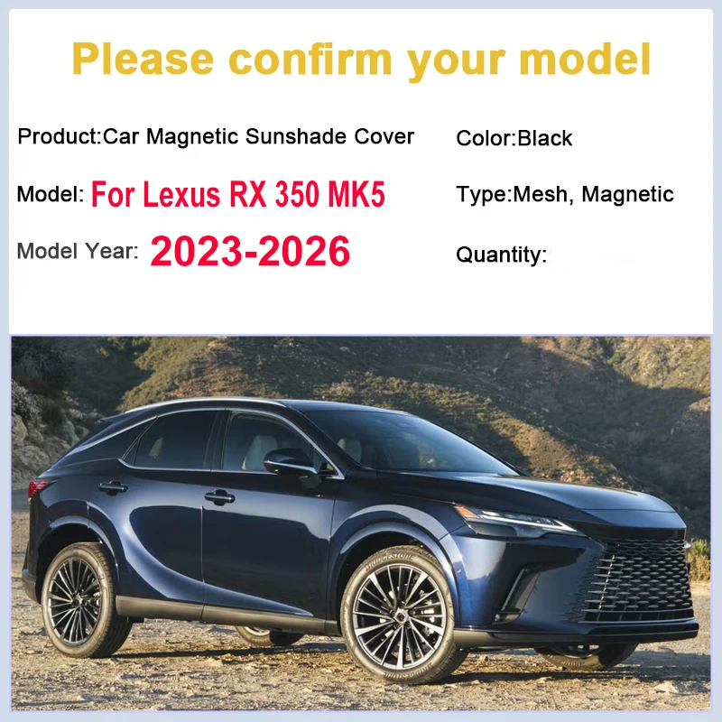 Auto Mesh Sunshade For Lexus RX 350 350h MK5 Accessories 2023 2024-2026 Sun Visors Windows Sunshades Sun Shades Privacy Curtain