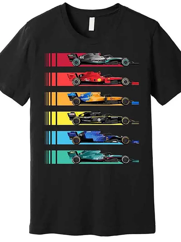 

racing car Trendy Graphic design-100% cotton summer casual O-neck short sleeve printed men's T-shirt.