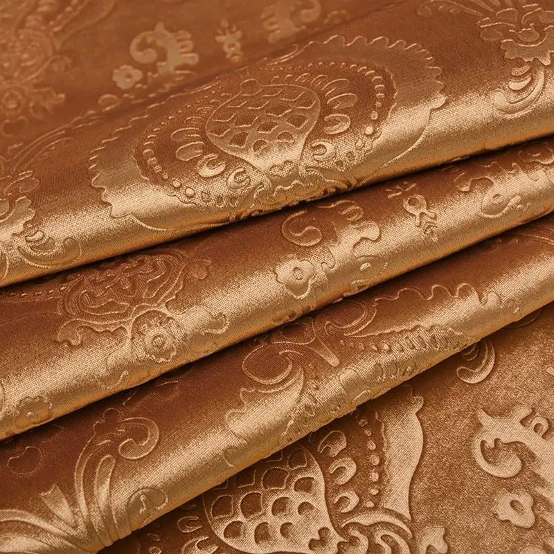 Glossy Golden Velvet Upholstery Fabric By Meter for Sofacovers Pillowcases Sewing Plain Thickend 3D Embossed Velour Cloth Smooth