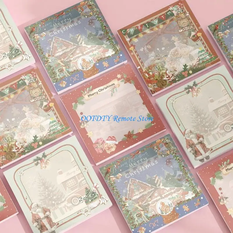 Adhesive Christmas Pattern Themed Note Christmas Write Sheets for Planner Notebook Decoration Safe Materials