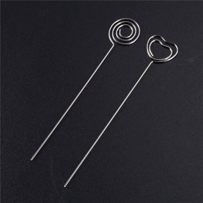 

240 Pieces Metal Wires Memo Clip Note Card Holders Table Number Clip Photo Stand Round And Heart Shape, Silvery