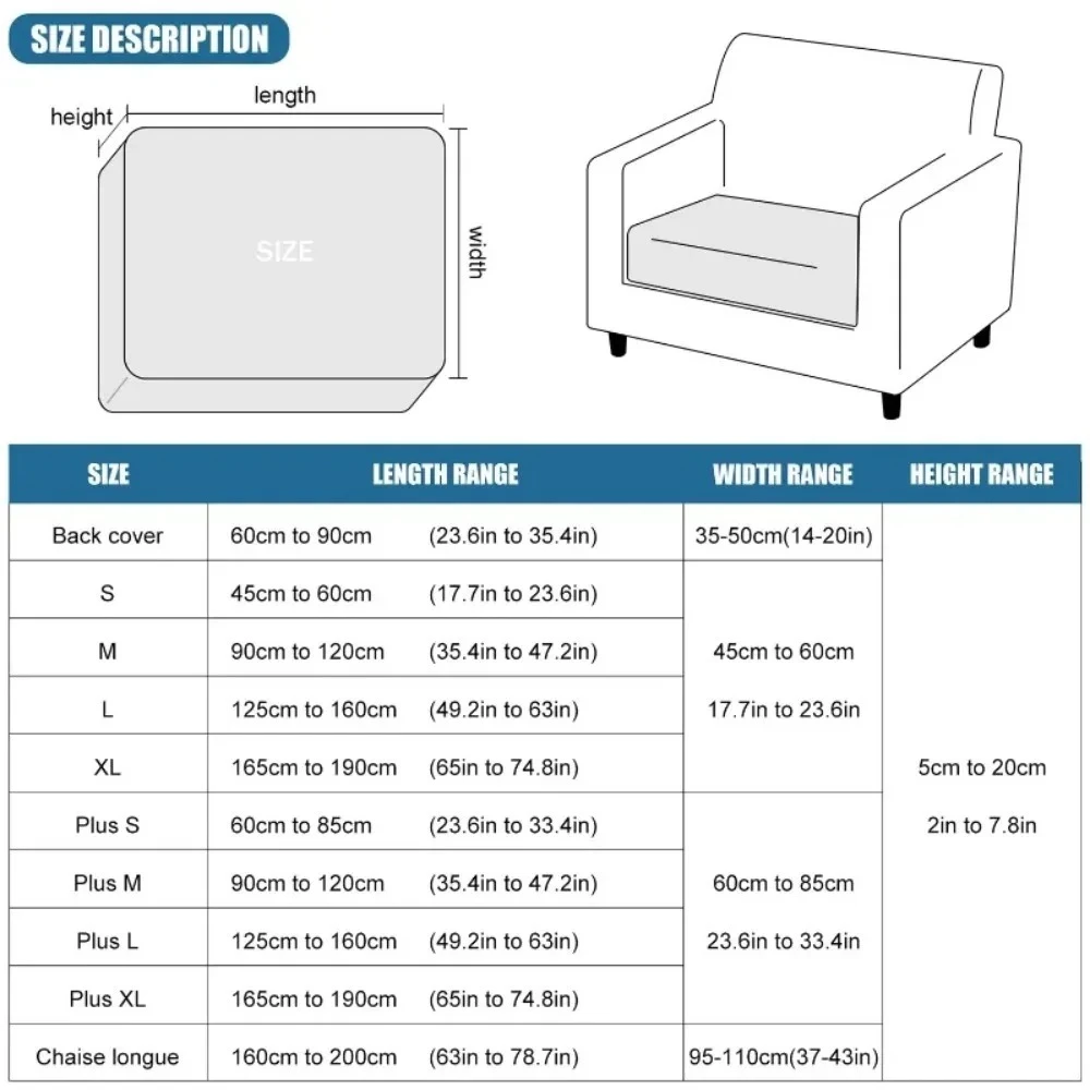 Outdoor Waterproof Sofa Cushion Cover Jacquard Solid Color Sofa Slipcover 1/2/3/4Seat Stretch Sofa Cover for Patio Home Decor