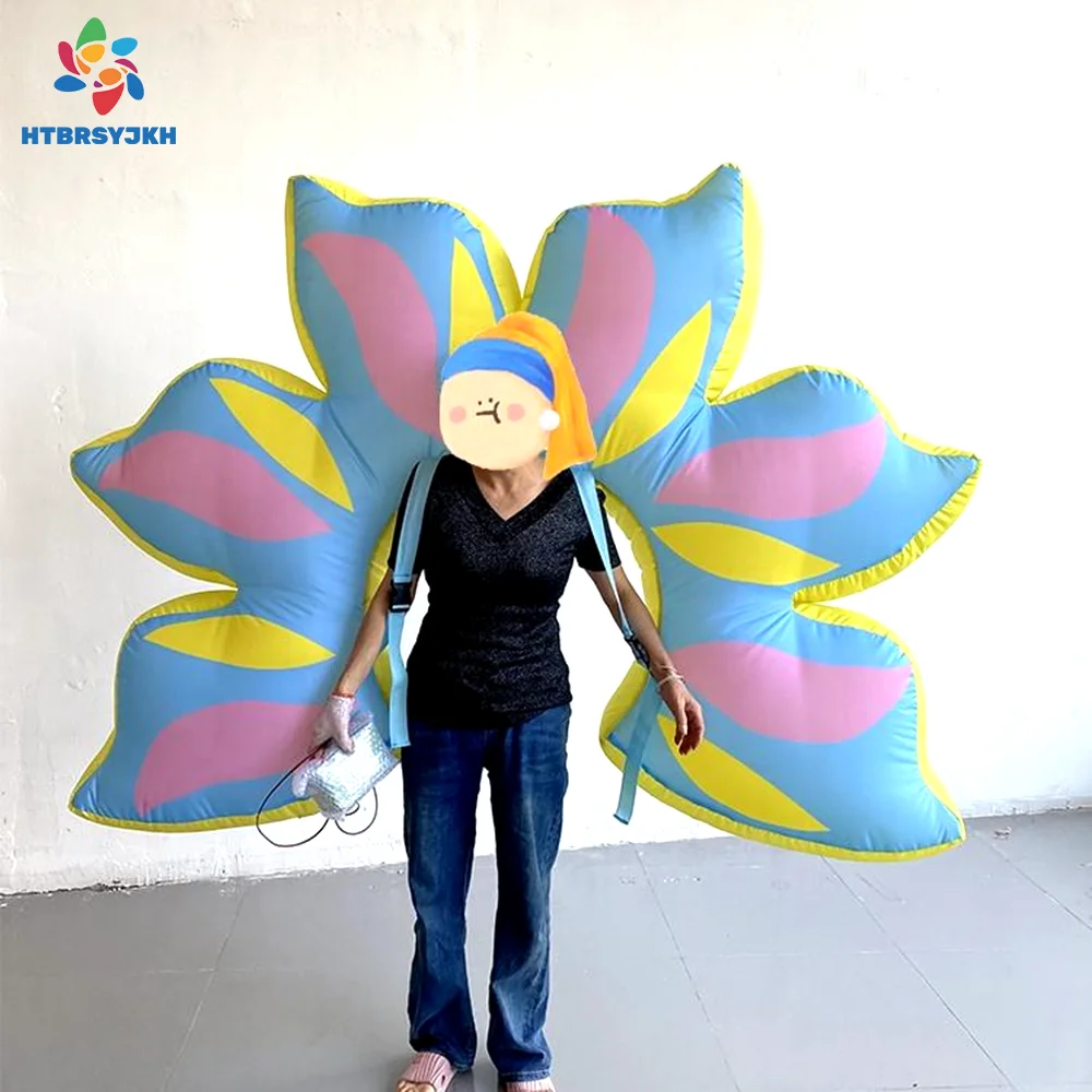 Inflatable Flower Costume with LED Lights Street Walking Prop 3D Performance LED Outfit for Carnival Event Advertising