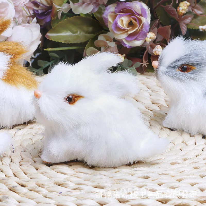 Handmade Simulation Bunny Boutique Mini Set- Four Faux Fur Rabbits for High-End Craft Jewelry Gifts