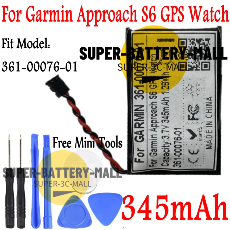 

New 345mAh Battery Replacement For Garmin Approach S6 GPS Watch 361-00076-01