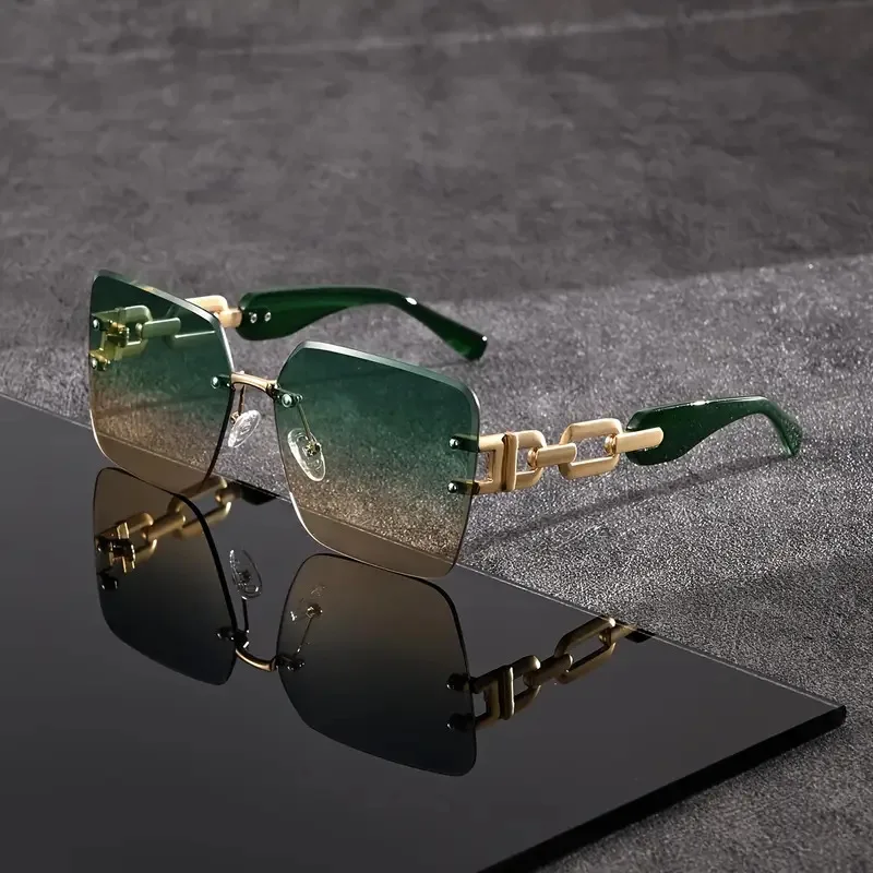 Fashion Oversized Rimless Sunglasses Women Luxury Brand Square Sun Glasses Vintage Shades Outdoor Driving Eyeglasses Eyewear