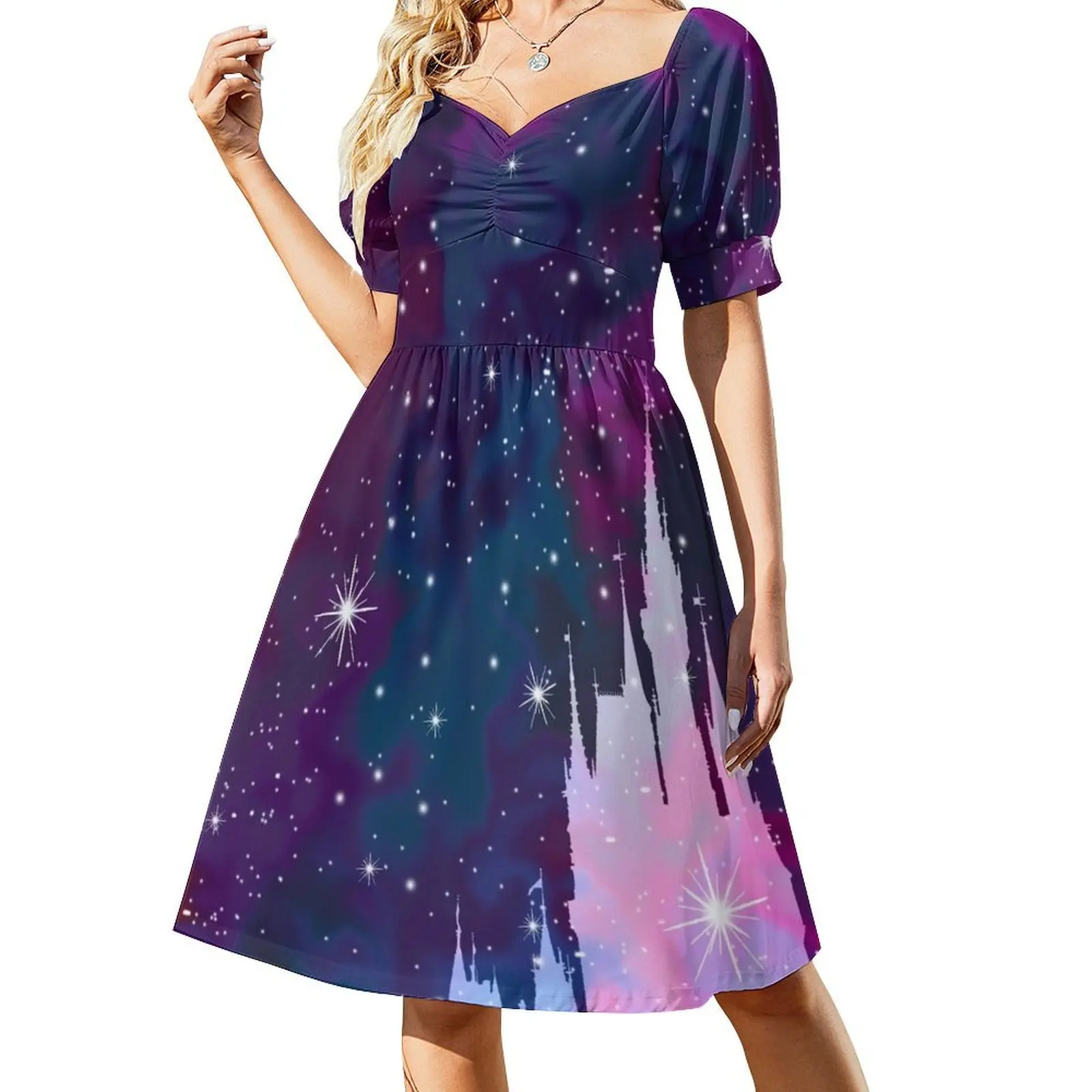 

Magic Castle Silhouette Space Short Sleeved Dress women's luxury party dress wedding guest dress 2025