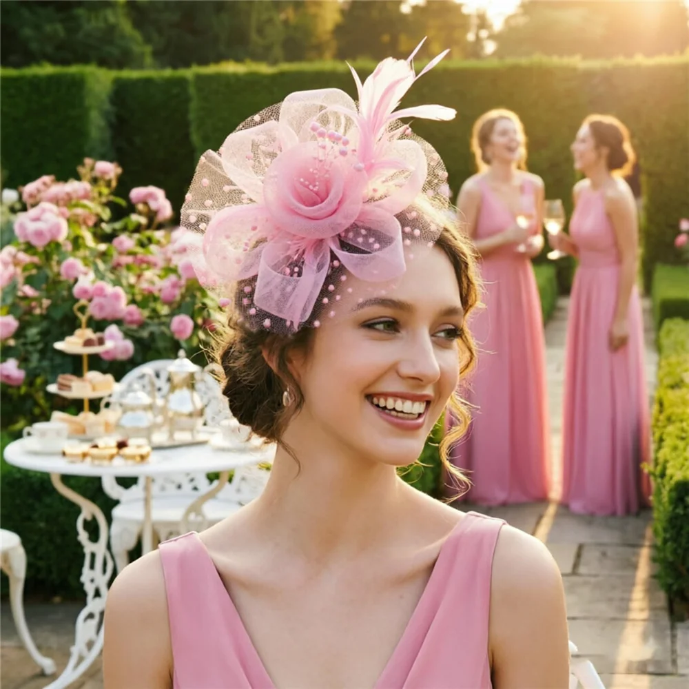 Fascinators Hat Flower Mesh Ribbons Feathers 2 Fascinators Hat Flower Mesh Ribbons Feathers