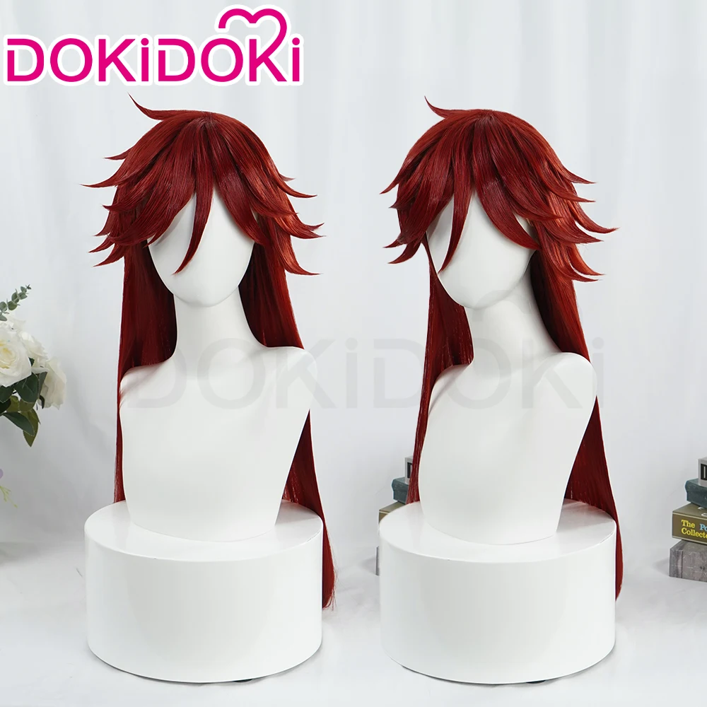 IN STOCK Grell Sutcliff Wig Anime Black Butler Cosplay DokiDoki Kuroshitsuji Grell Sutcliff Cosplay 100cm Red Long Hair Free Cap