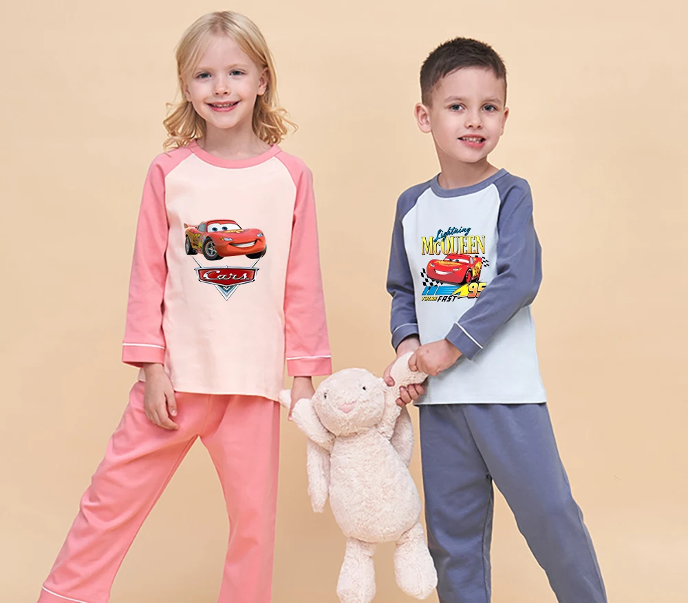 

Cars Lightning McQueen 100% Cotton Clothing Sets Cartoon Boys Gilrs Sleepwear Long Sleeved Pants Kids Home Pajamas Set