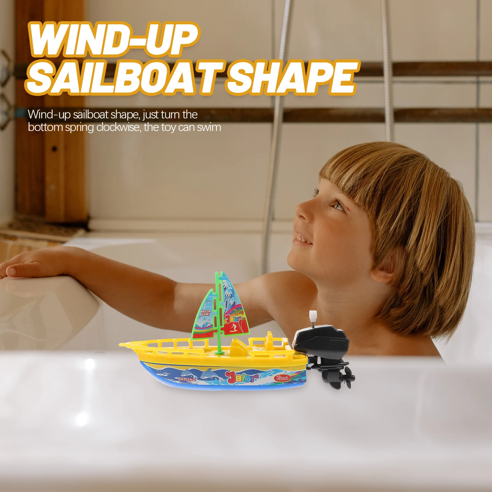 3pcs Sailing ของเล่นสุ่มสีลอย WIND UP Bath ว่ายน้ํา Speedboat อ่างอาบน้ําเด็กสระว่ายน้ําของเล่น