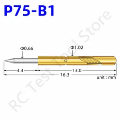 P75-B1スプリングテストプローブ,pooピン,電気赤外線,fct,pcbテストツール,P75-B mm,0.66mm, 1.02mm, 16.3mm針,チップヘッド,20個,100個